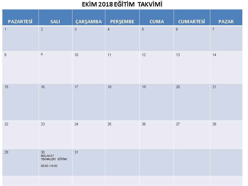 2018 Takvimleri